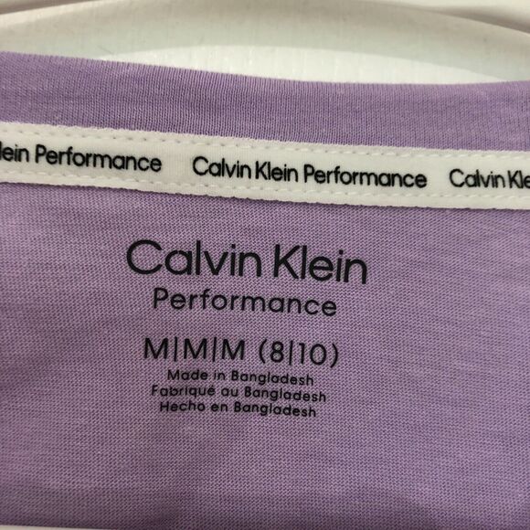 Calvin Klein Performance Girls Shirt M 8/10 Purple Crew Neck Logo Print‎ NWT - Picture 4 of 6
